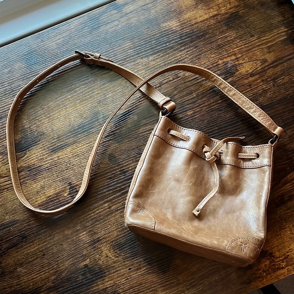 Frye Leather Drawstring Bucket Bag Purse
